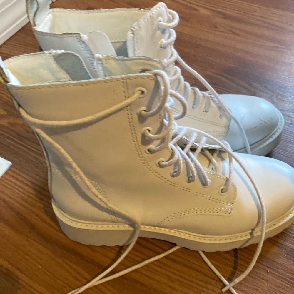 White combat style boots